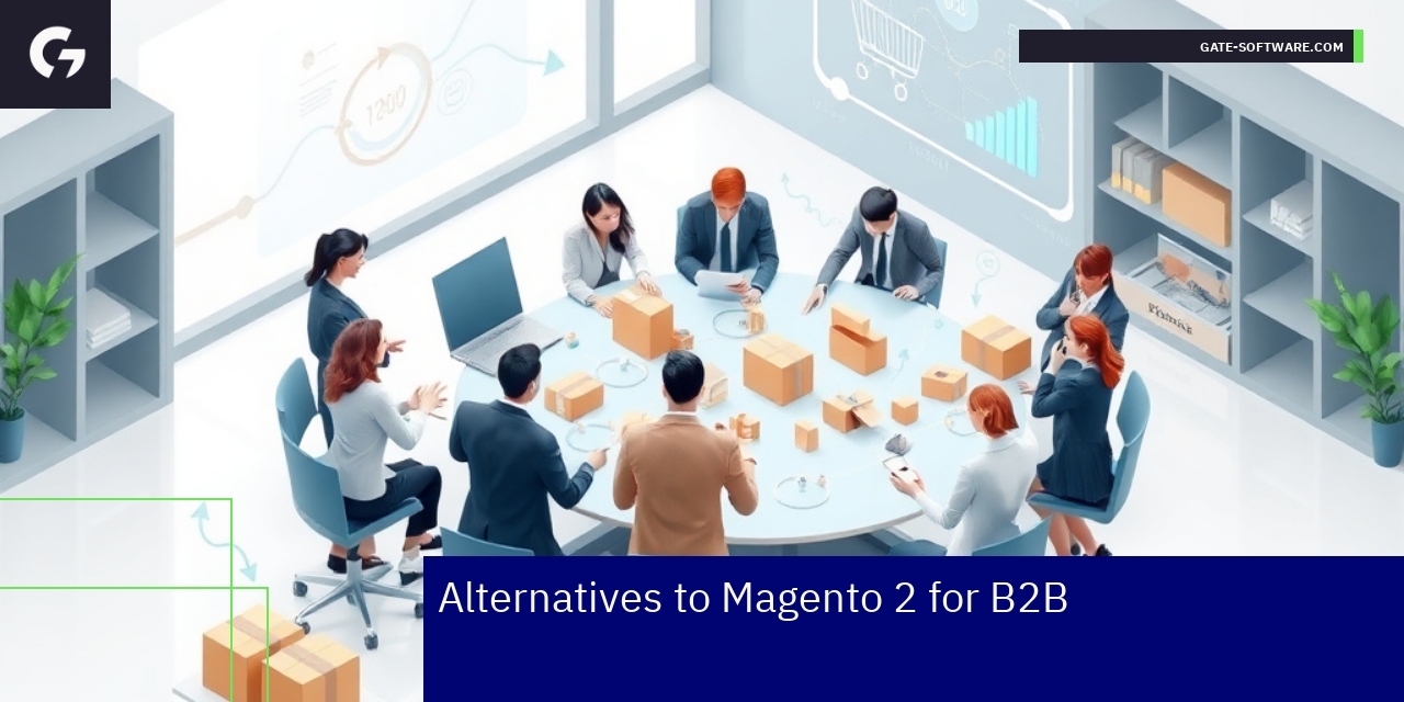 Business people discussing e-commerce platform options