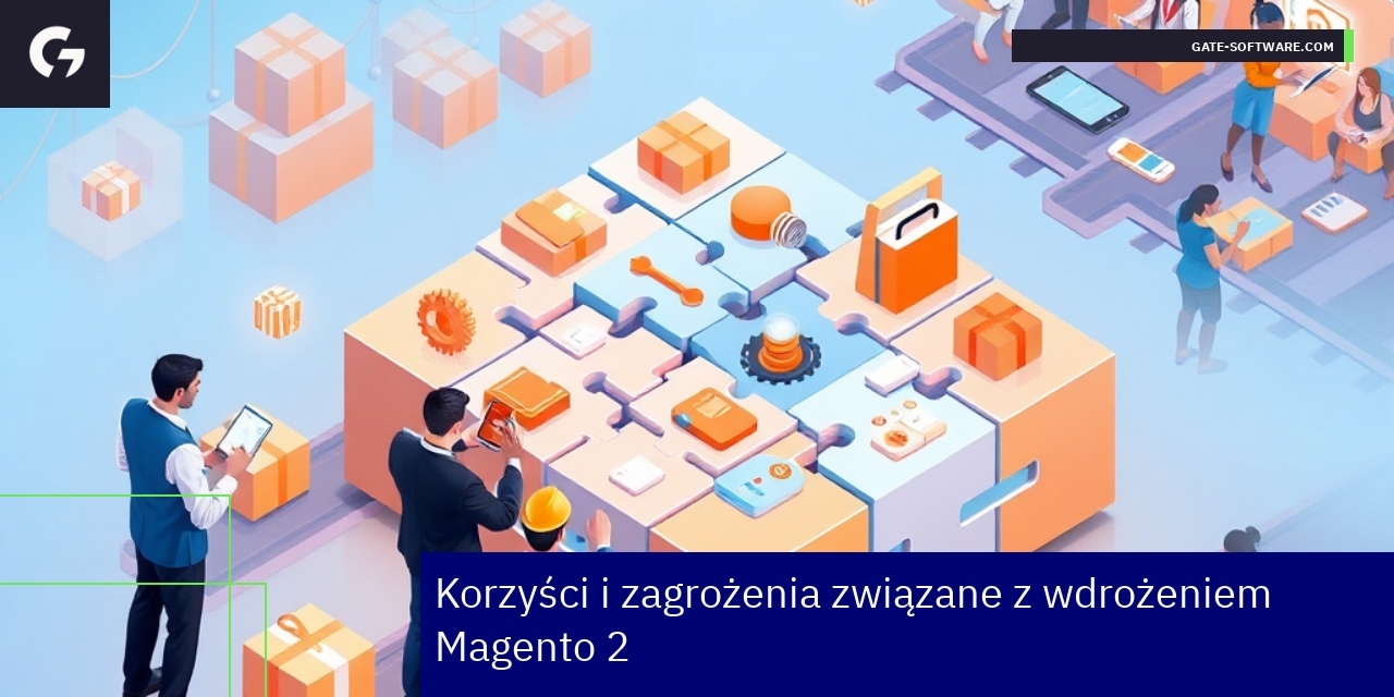 Korzyści i zagrożenia wdrożenia Magento 2 Schemat korzyści i zagrożeń platformy Magento 2