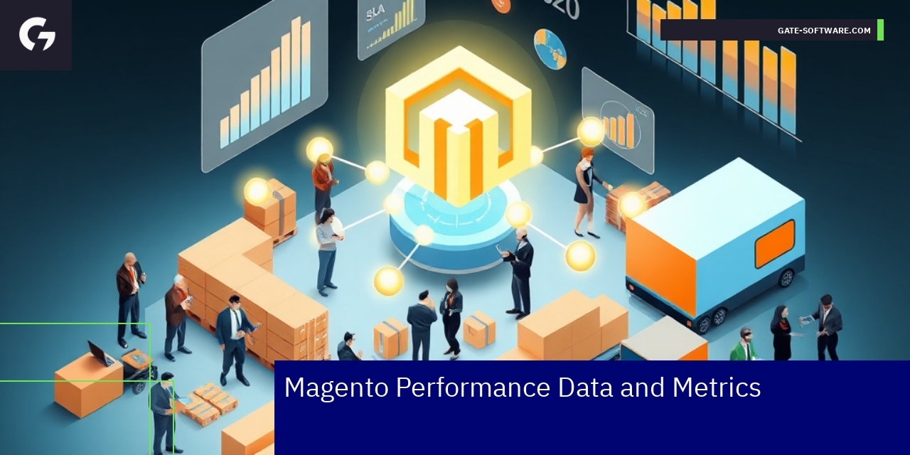Data charts showing Magento B2B metrics and accessibility