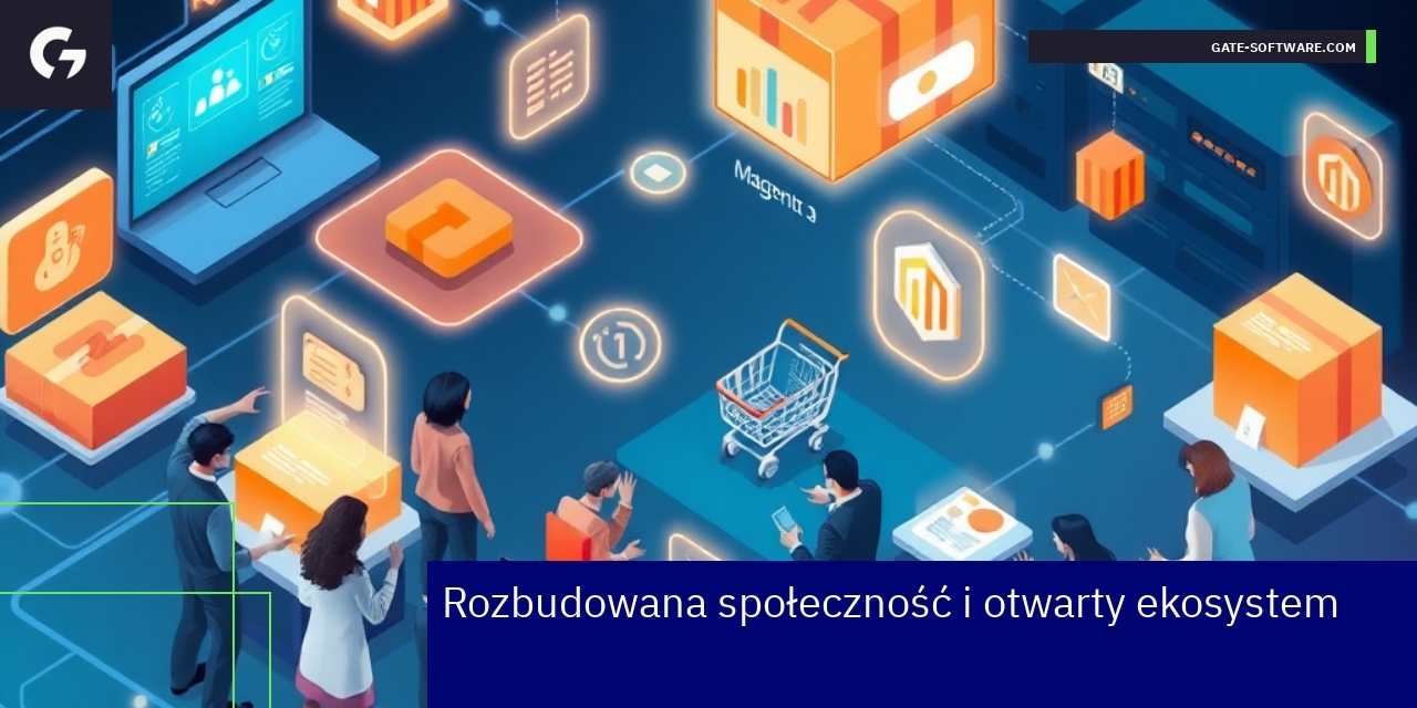 Grafika przedstawiająca społeczność i ekosystem Magento