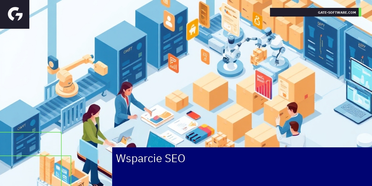 Grafika przedstawiająca SEO i zarządzanie e-commerce