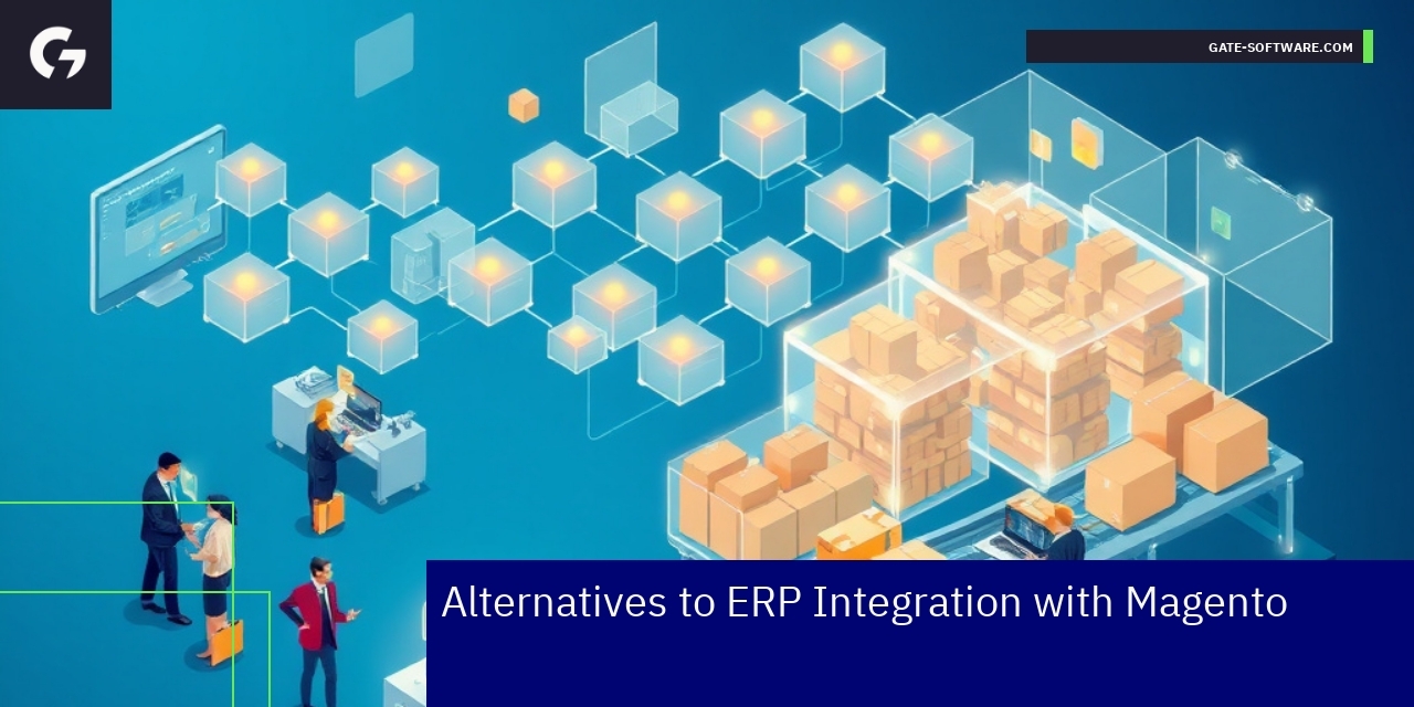 Diagram showing ERP integration alternatives with Magento