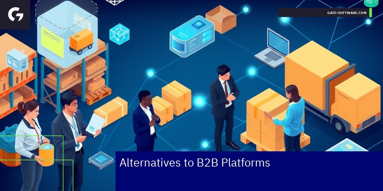 Alternatives and Features of B2B eCommerce Platforms Diagram showing B2B platform models and integrations