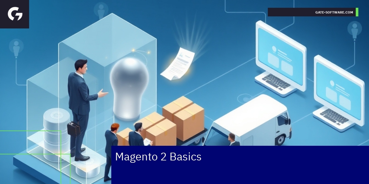 Key Magento 2 Features for B2B E-commerce Success Magento 2 icons representing B2B e-commerce features