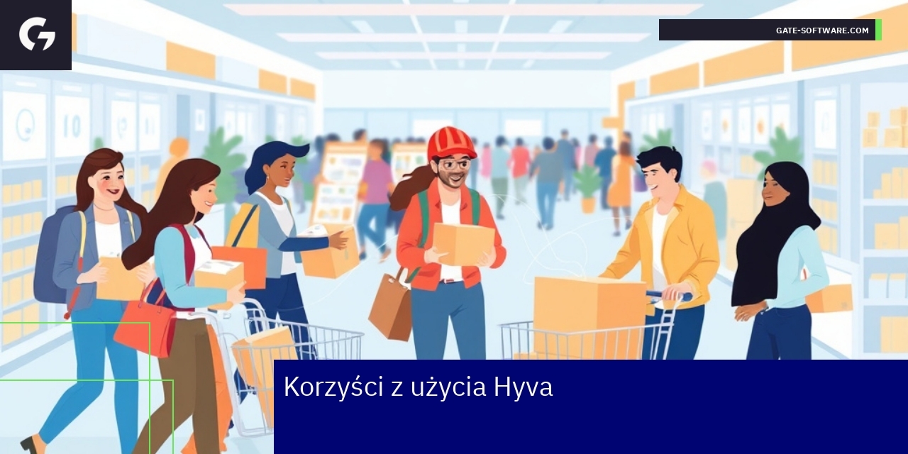 Korzyści z zastosowania Hyva w e-commerce Schemat korzyści technologii Hyva dla sklepów internetowych