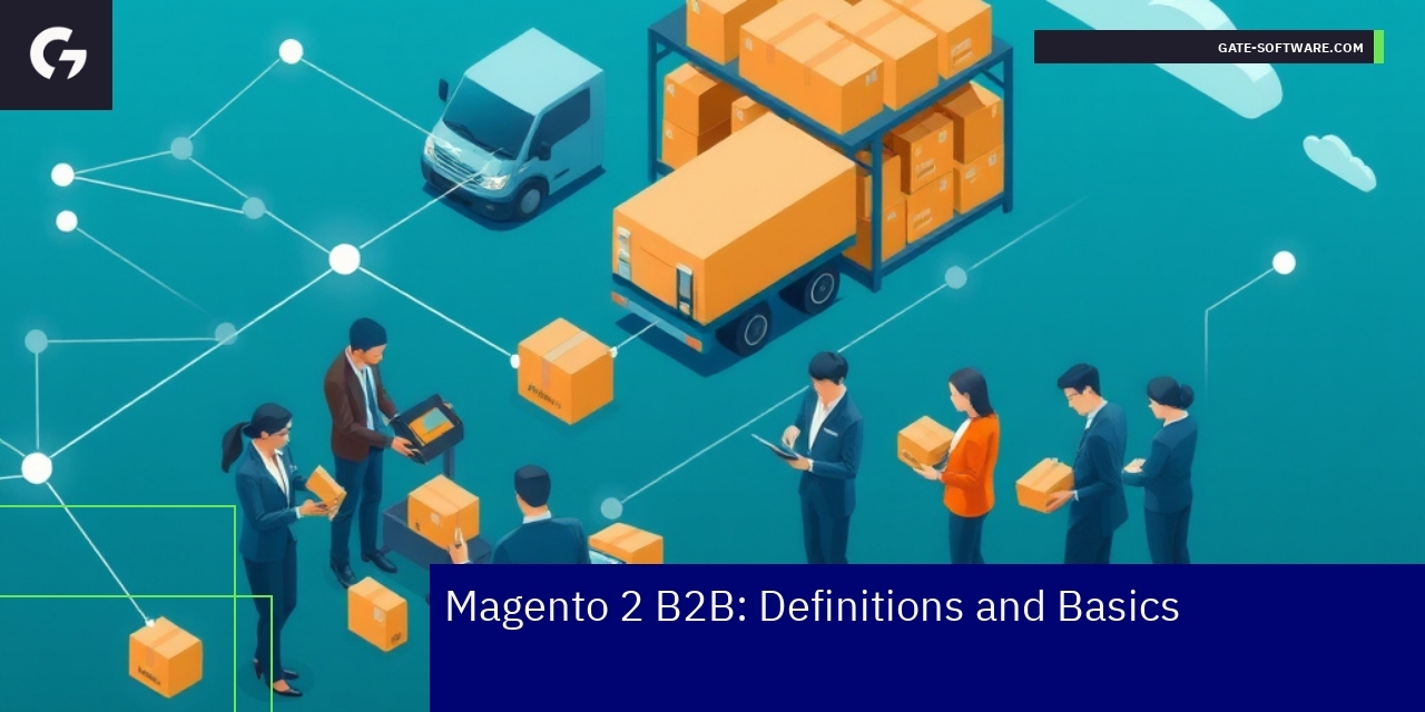 Diagram of Magento 2 B2B platform features and workflow