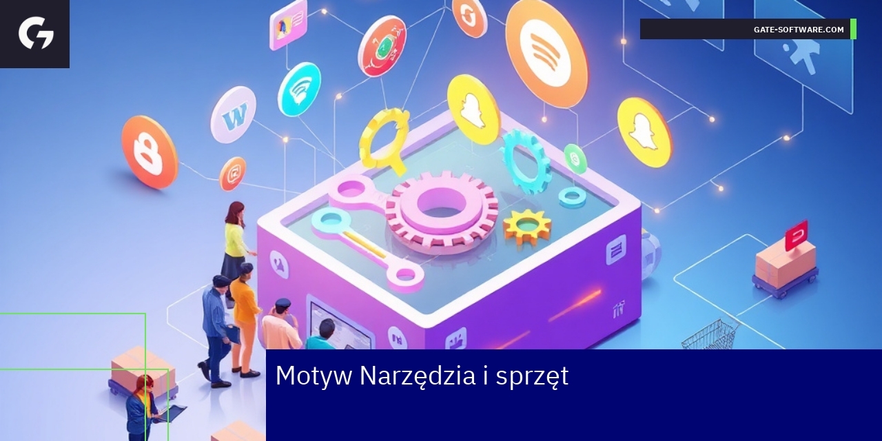 Motyw Narzędzia i sprzęt: funkcje i integracje Ikony narzędzi, mediów społecznościowych i aktualizacji