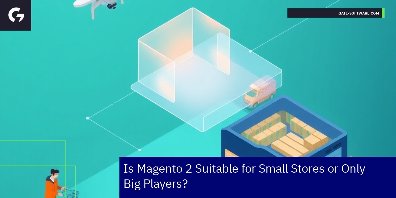 Ecommerce platform concepts with Magento 2 logos