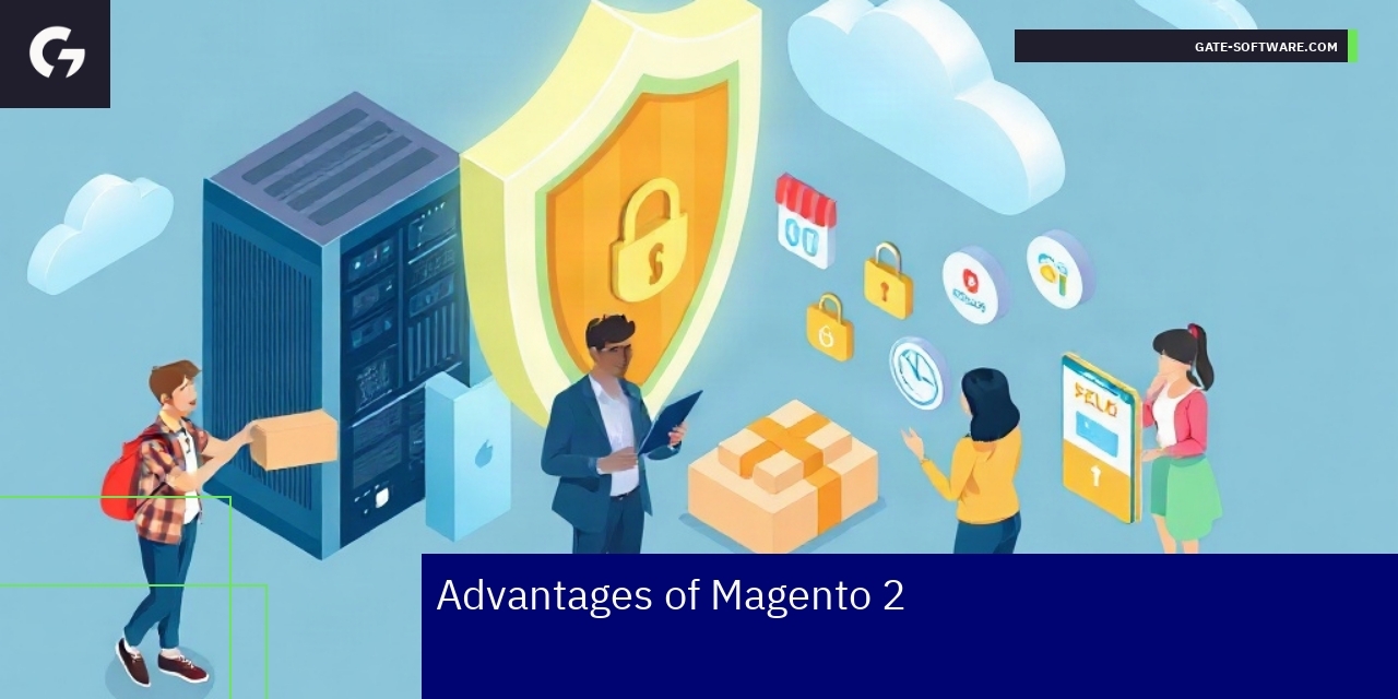 Advantages of Magento 2 for E-commerce Magento 2 performance and security illustration