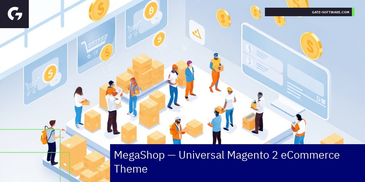 Laptop showing Magento 2 eCommerce theme interface