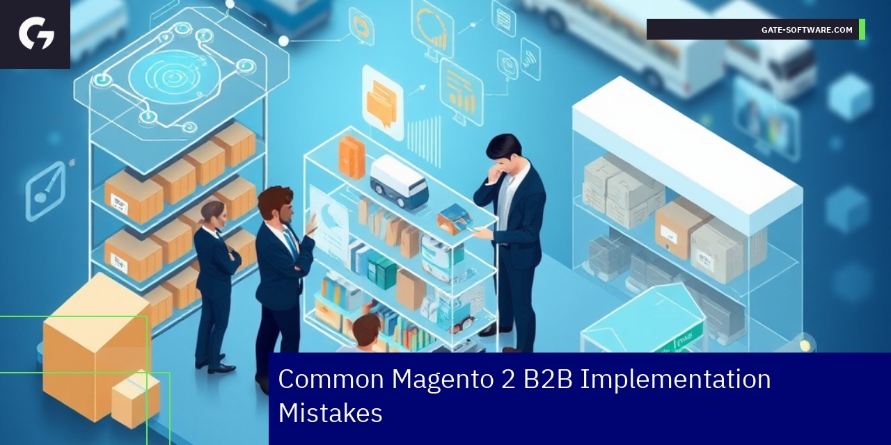 Diagram showing Magento 2 B2B mistake points