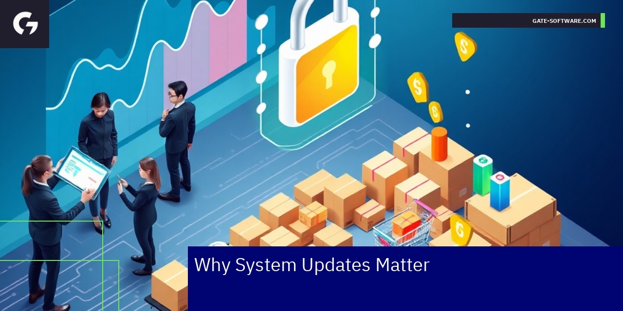 Illustration of system updates enhancing SEO and security