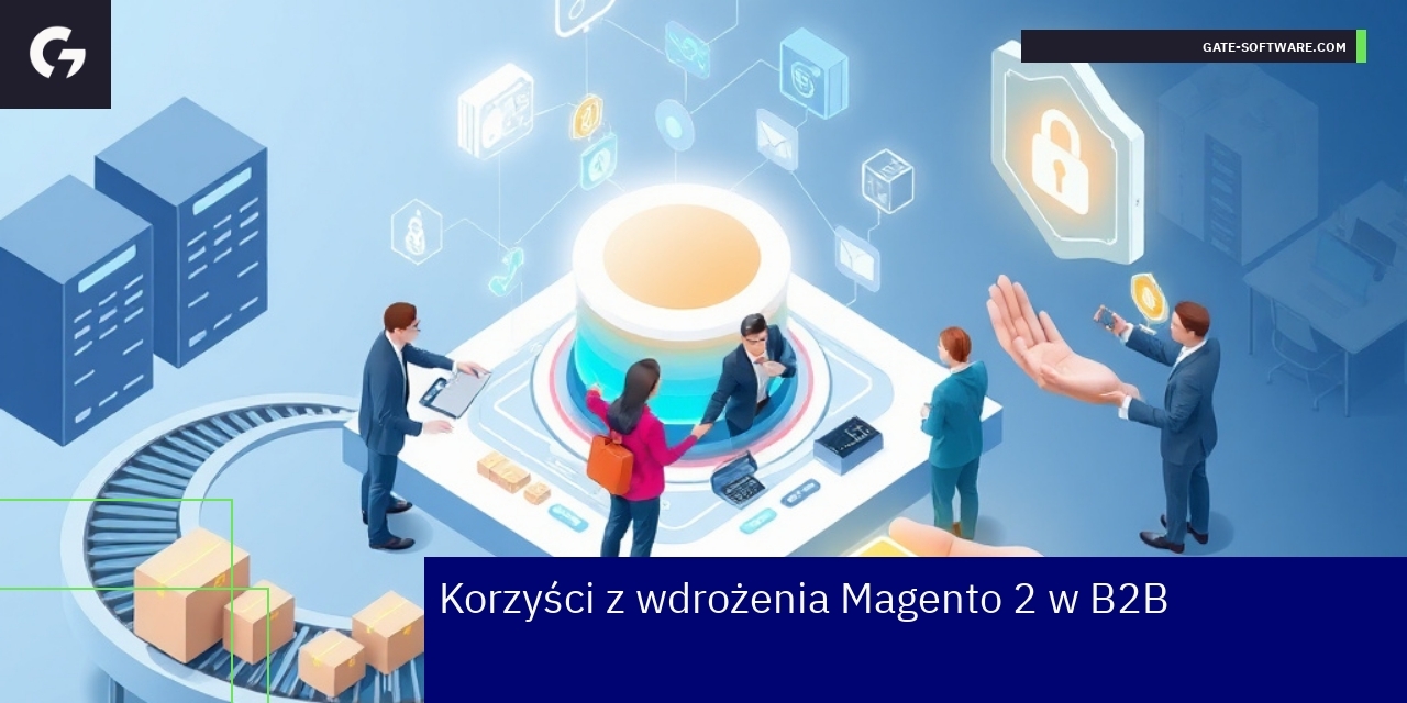 Wykresy efektywności i ikony automatyzacji w B2B