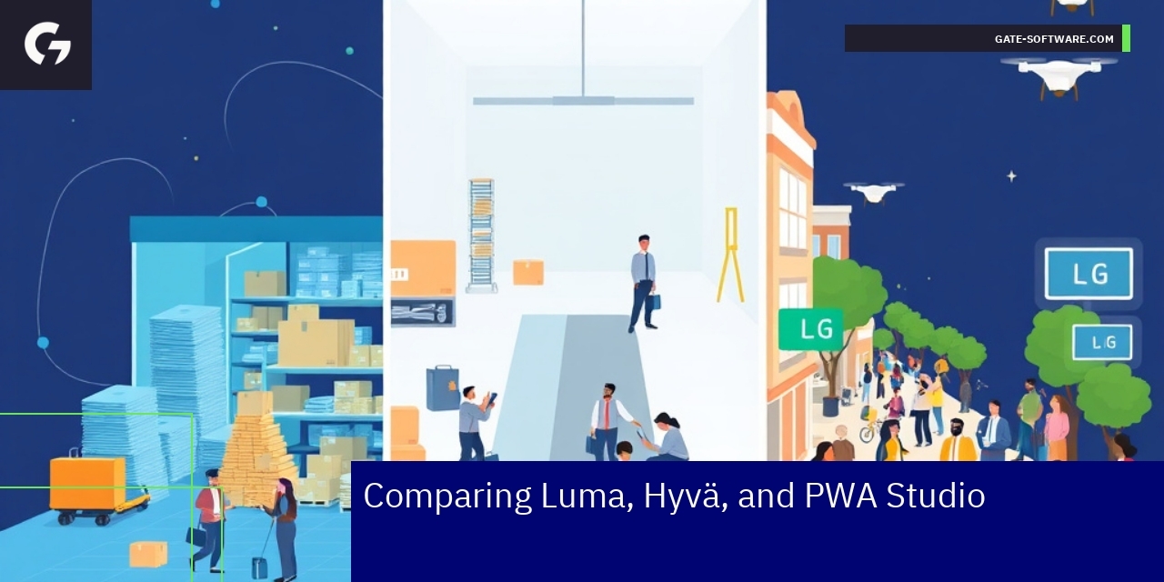 Icons representing Luma, Hyvä, and PWA Studio frontends