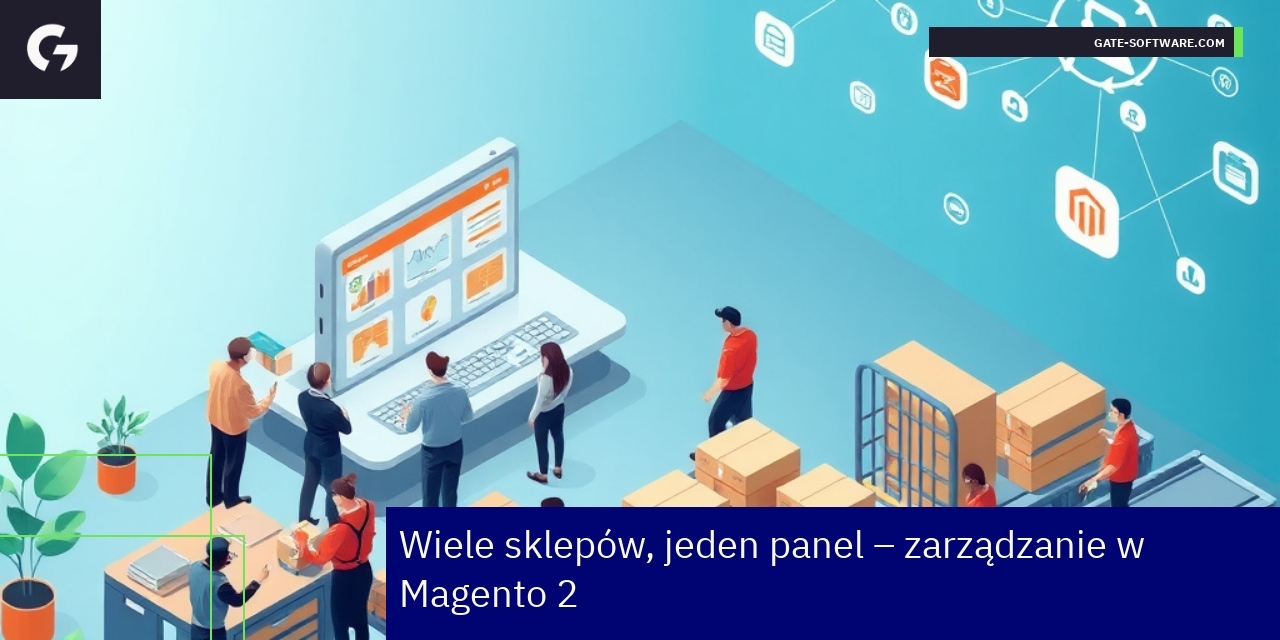 panel zarządzania sklepami Magento 2 na ekranie komputera