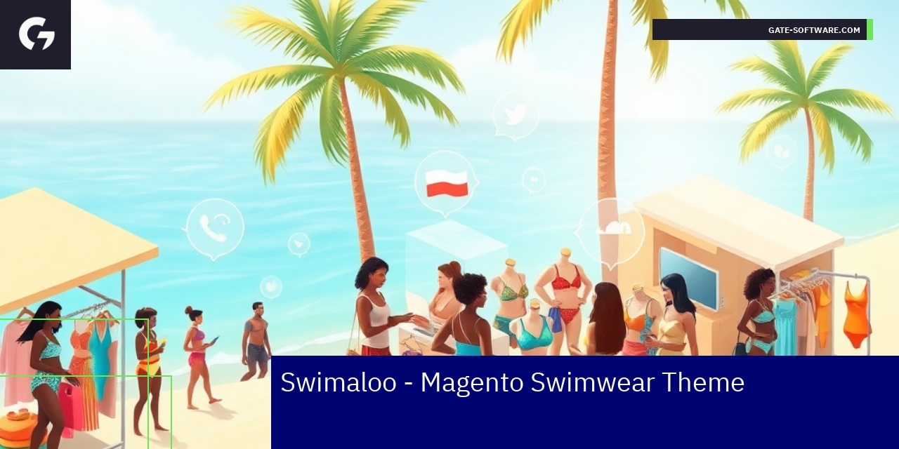 Mobile swimwear ecommerce theme with social features