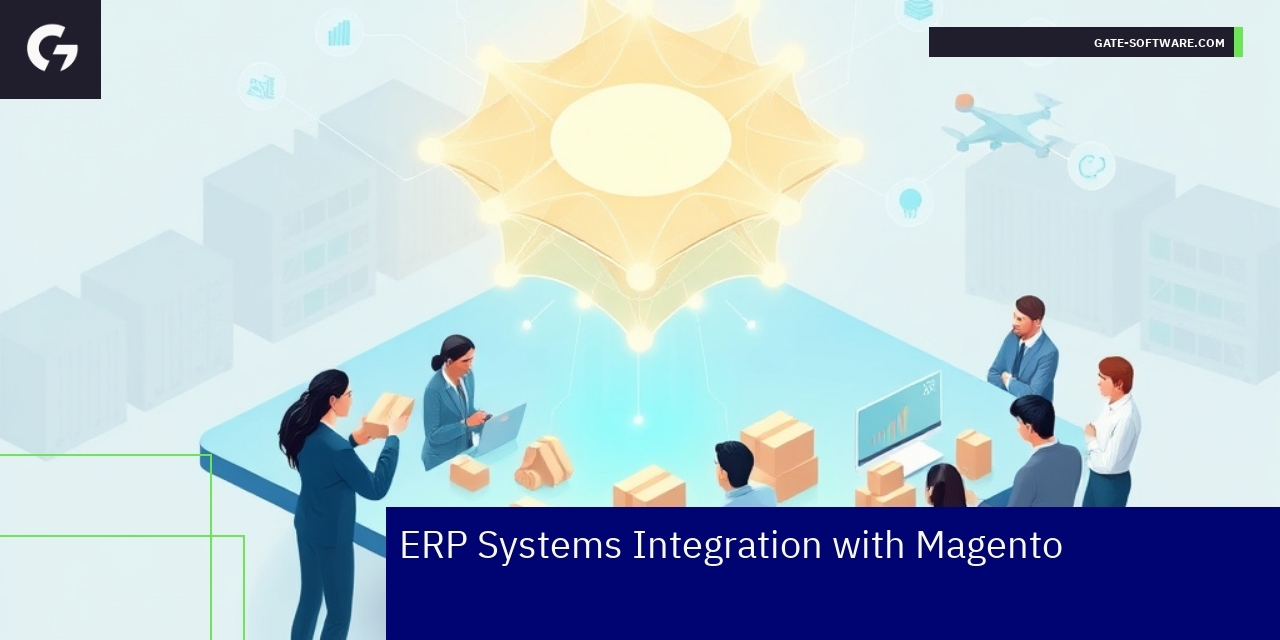 Flowchart showing Magento ERP and CRM integration benefits