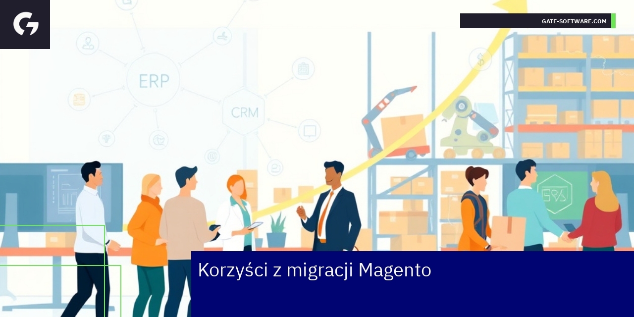 Schemat przedstawiający korzyści migracji Magento B2B