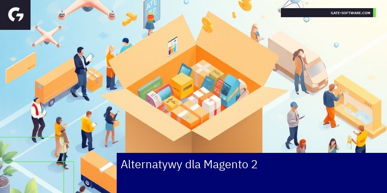 Logotypy platform e-commerce na tle schematu
