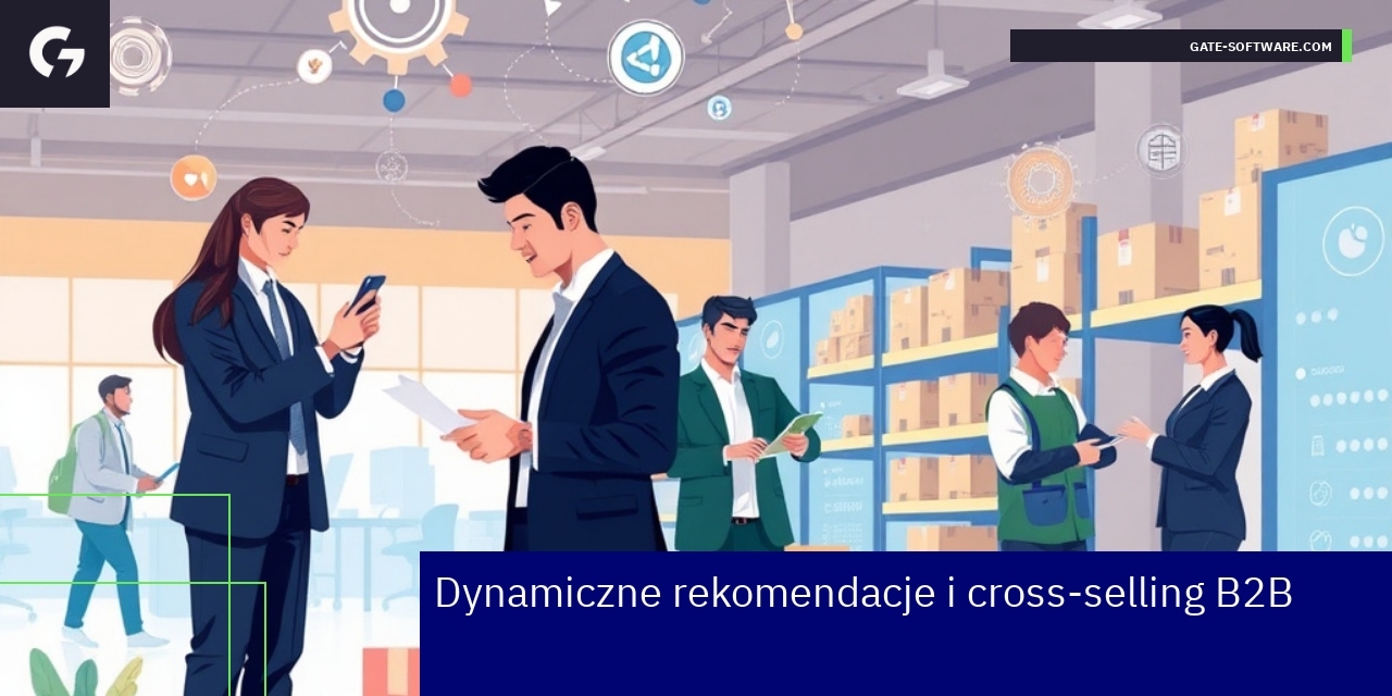 Dynamiczne rekomendacje i cross-selling w B2B Schemat platformy B2B z narzędziami i integracjami