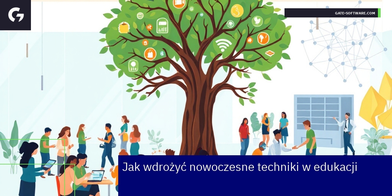 Nauczyciel z uczniami korzystający z technologii edukacyjnych