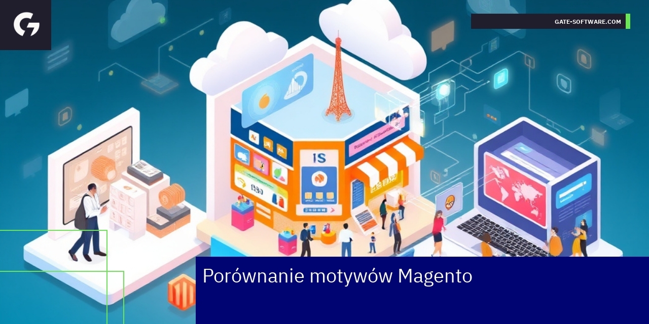 Schemat porównania motywów Magento Luma, Porto, Hyva
