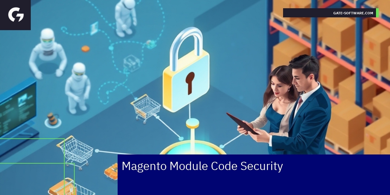 Magento 2 Module Security and Integration Benefits Magento modules workflow with security and integration icons