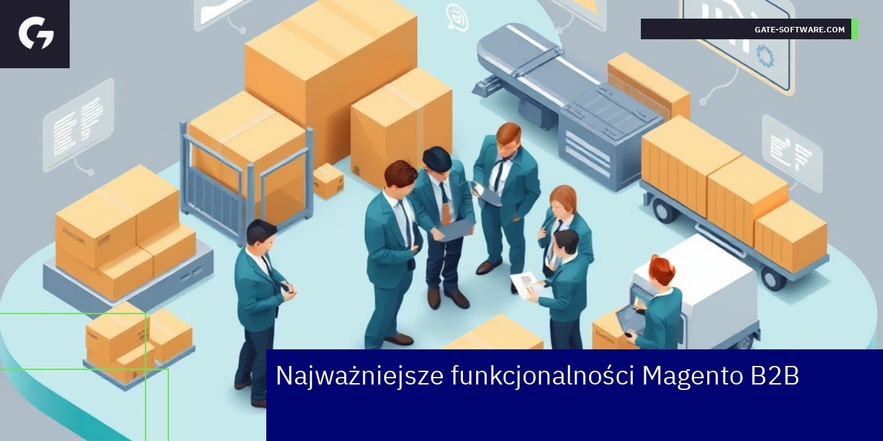 Kluczowe funkcjonalności platformy Magento B2B Schemat funkcji Magento dla handlu B2B