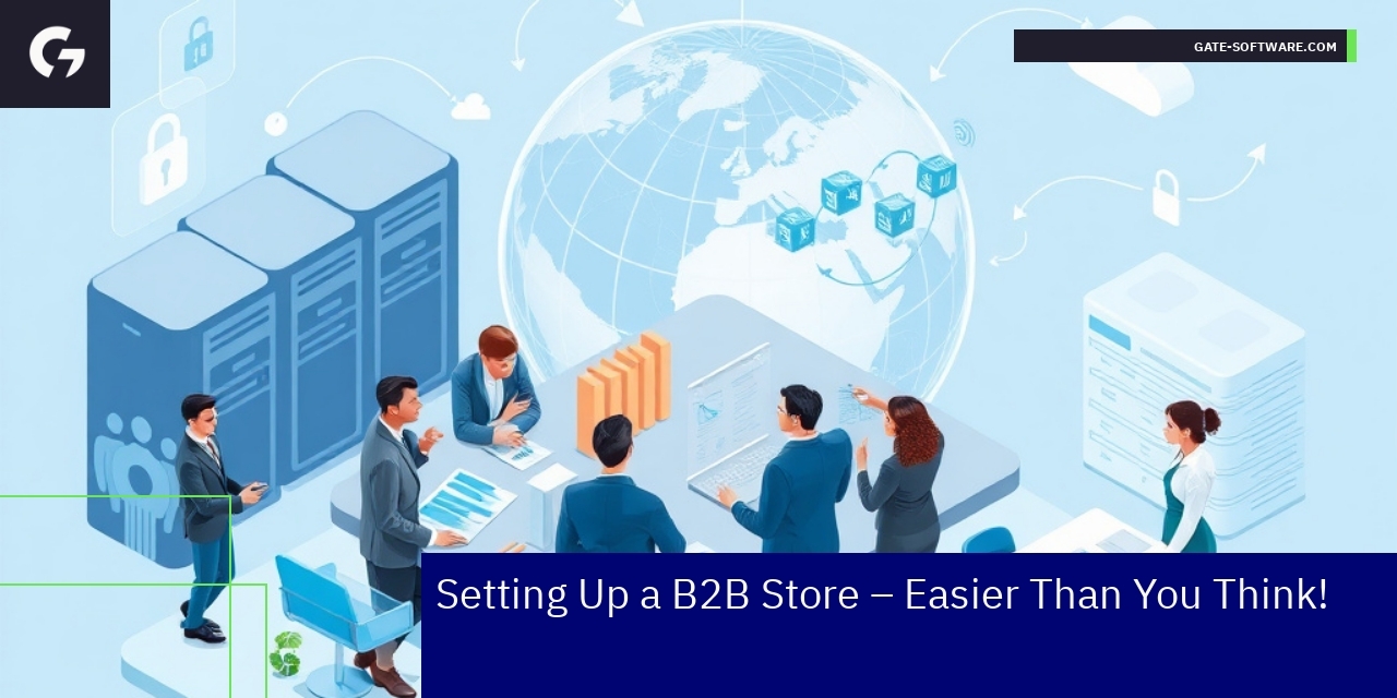 Business professionals using ecommerce B2B platform