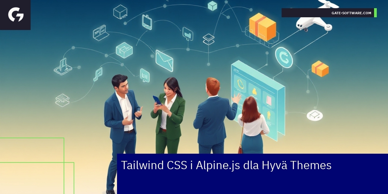 Schemat współpracy Tailwind CSS i Alpine.js