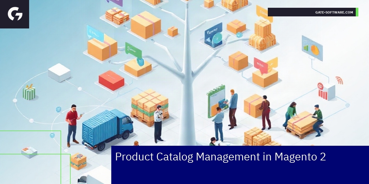 Magento 2 Product Catalog Features Overview Diagram showing Magento 2 product catalog components