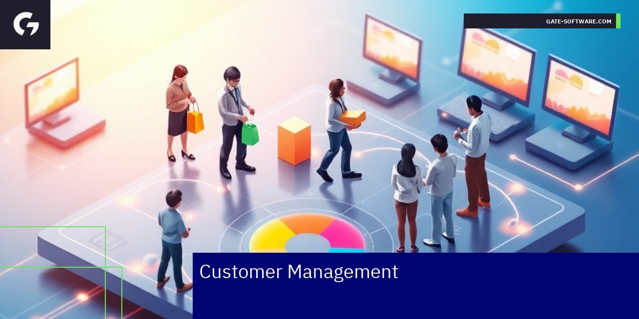Customer Management Strategies in eCommerce Graphs and icons showing customer data and loyalty