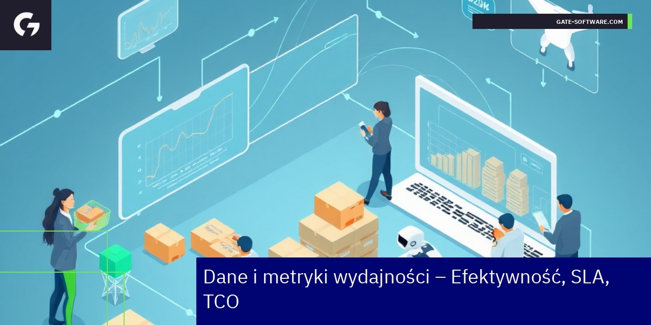 Wykresy i ikony symbolizujące efektywność i SLA