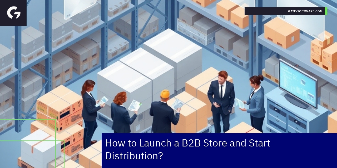 Illustration of B2B store and distribution process
