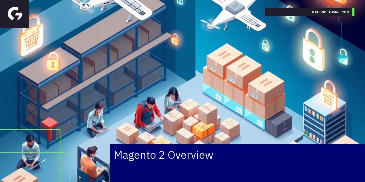 Illustration of Magento 2 e-commerce platform features