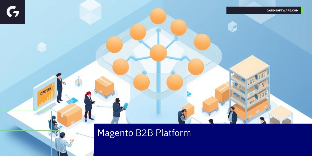 Magento B2B platform interface with extensions overview