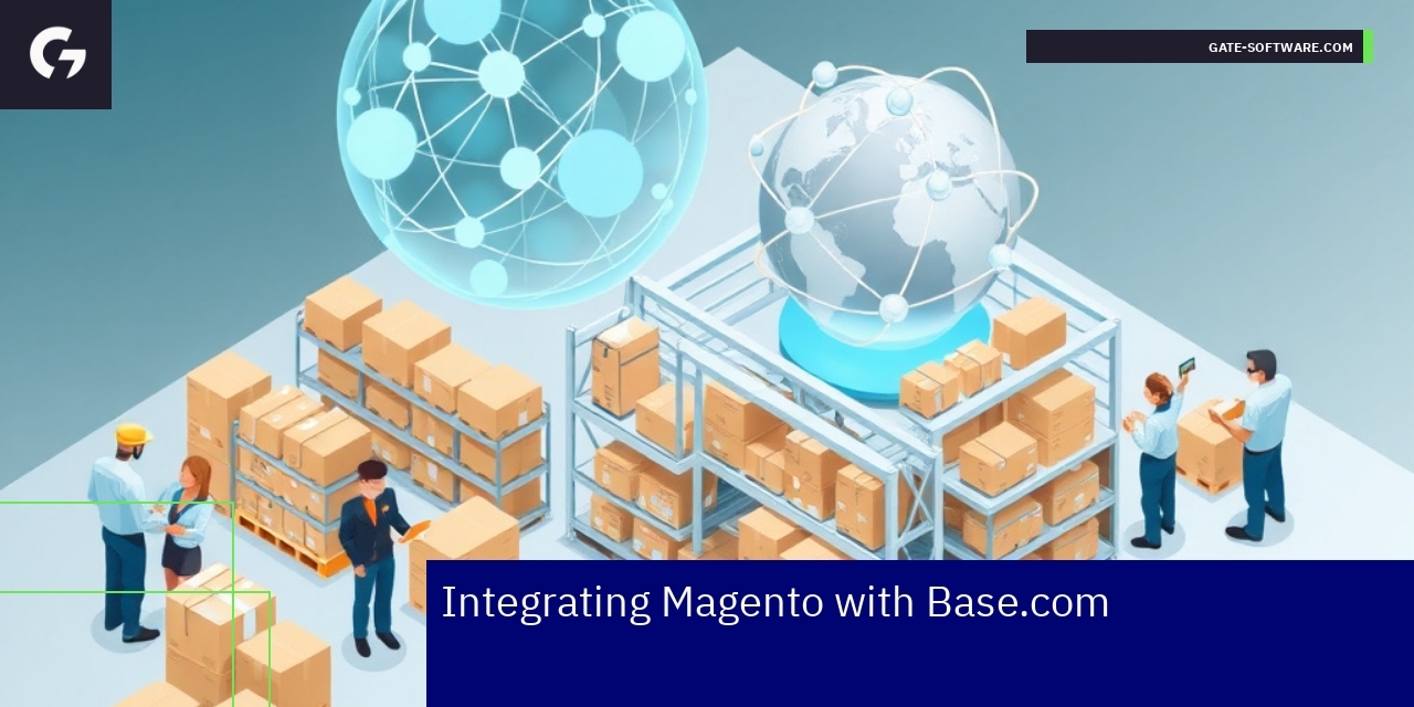 Dashboard showing Magento integration with Base.com features