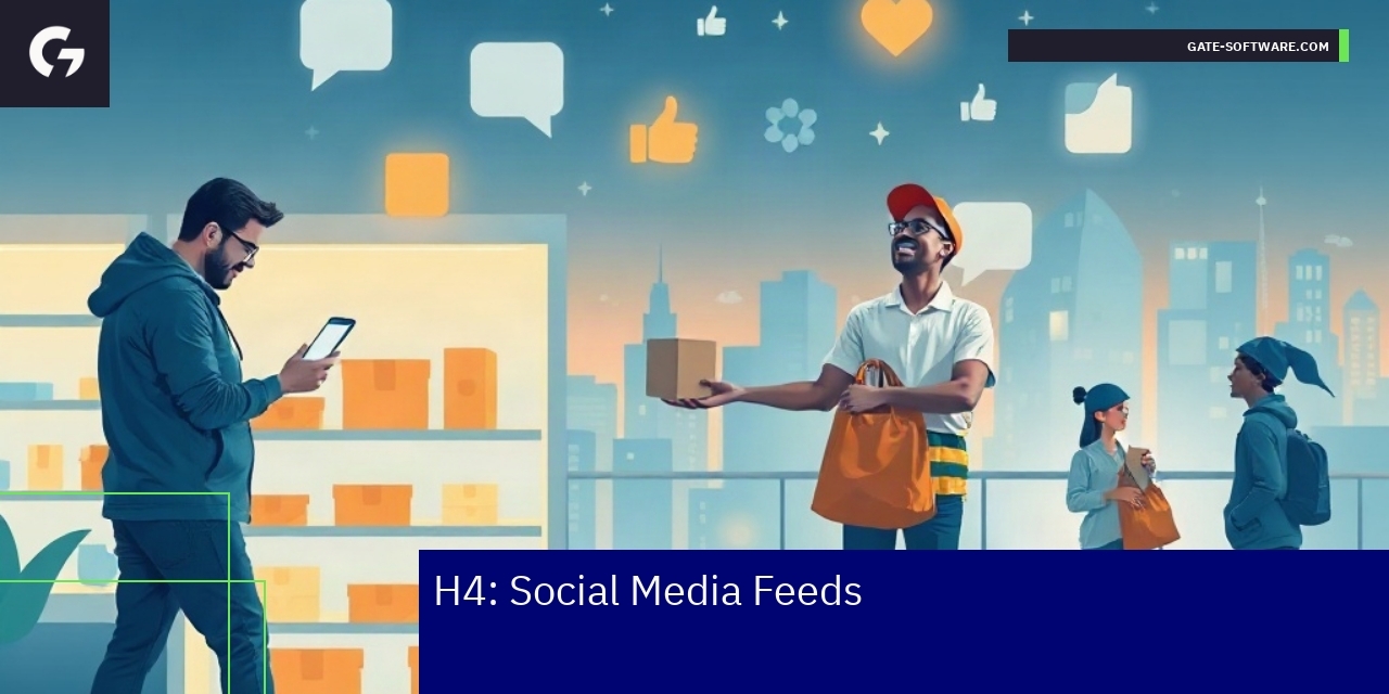 Social Media Feeds in Hyva Magento Store Social media icons and Magento store interface