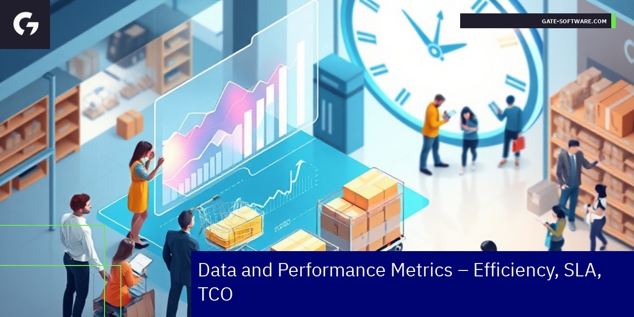 Graphs showing project time, delivery rate, and cost reduction