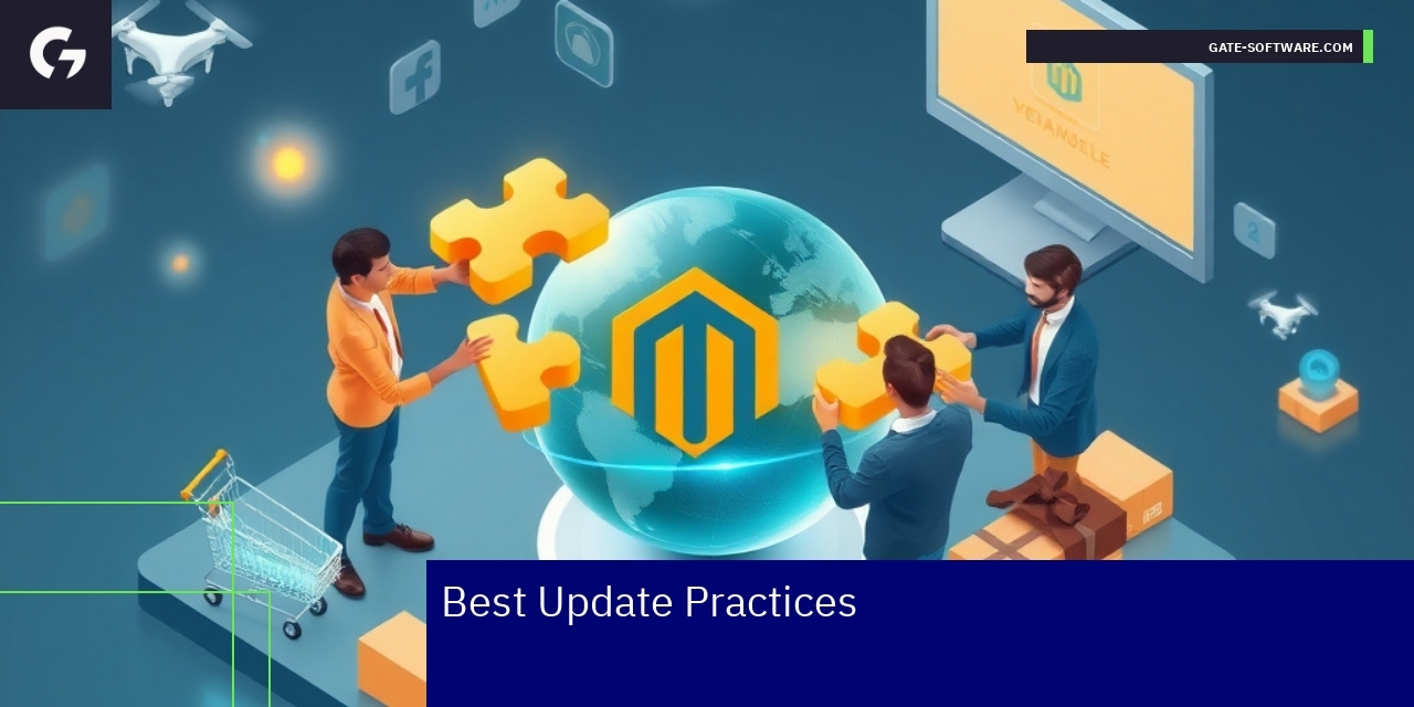 Diagram showing Magento update process and collaboration