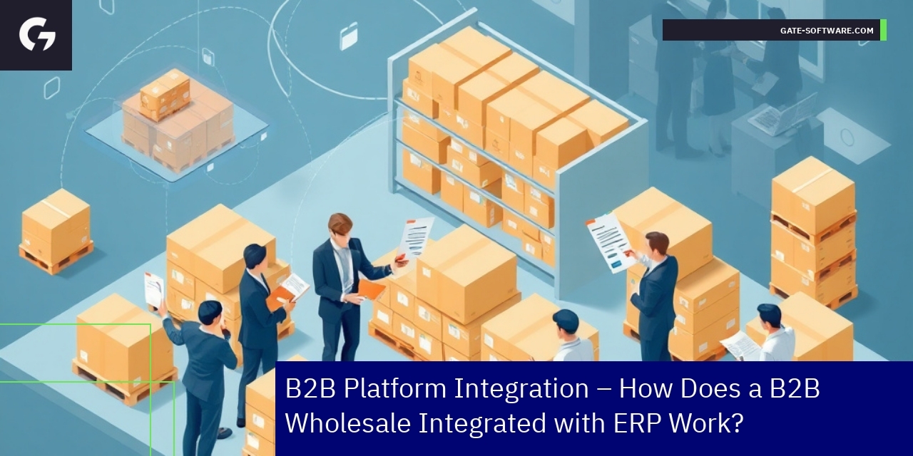 Diagram showing B2B platform integrated with ERP and order flow