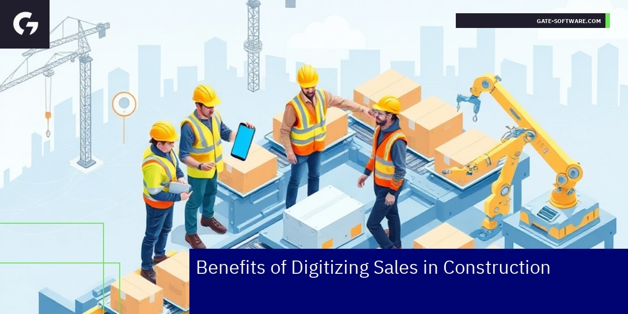 Digital sales benefits in construction industry infographic