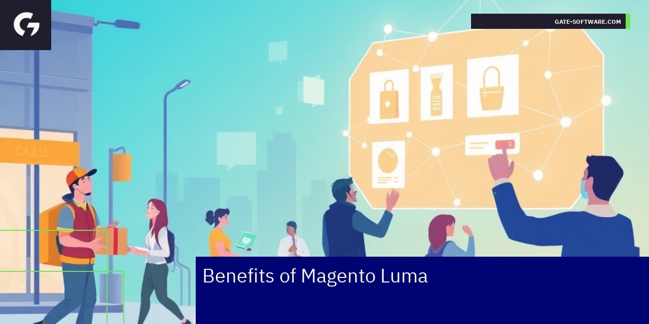 Graphics illustrating Magento Luma, Porto, and Hyvä benefits