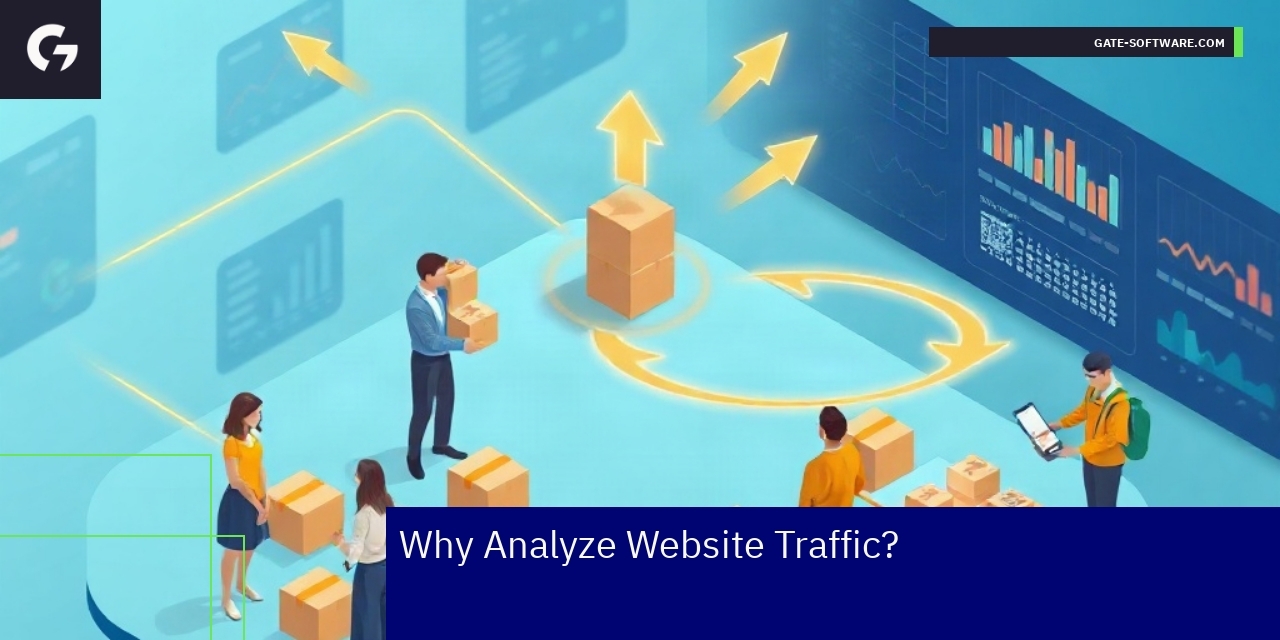 Website Traffic Analysis Benefits and Metrics Graph showing website user metrics and traffic sources