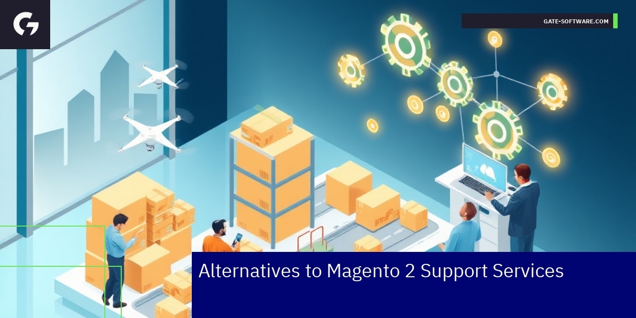 Magento support service options and technology icons