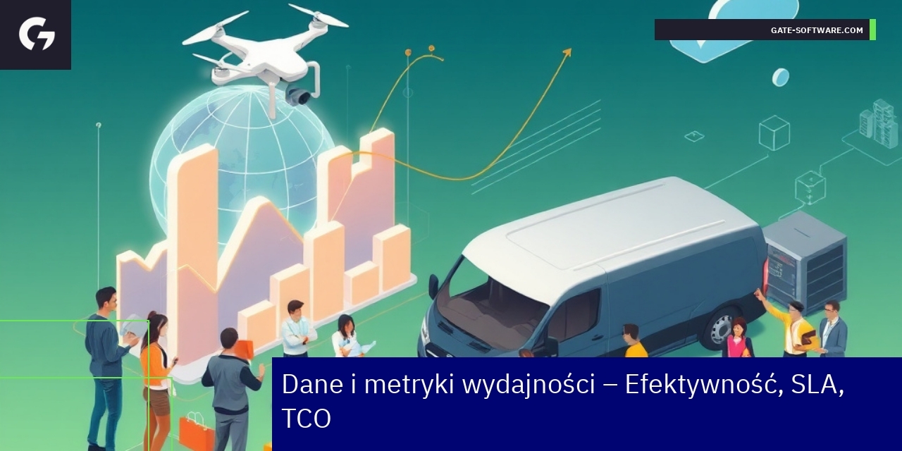 Wykresy i ikony dotyczące wydajności i terminowości projektów