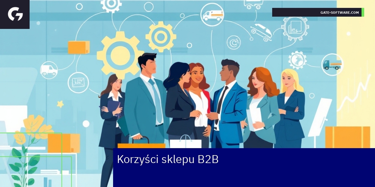 Kluczowe korzyści sklepu B2B dla biznesu schemat korzyści sklepu B2B dla przedsiębiorstw