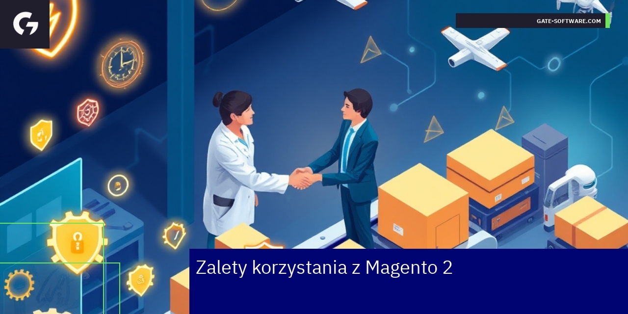 Zalety Magento 2 z Hyva dla e-commerce Schemat zalet Magento 2 i Hyva dla biznesu