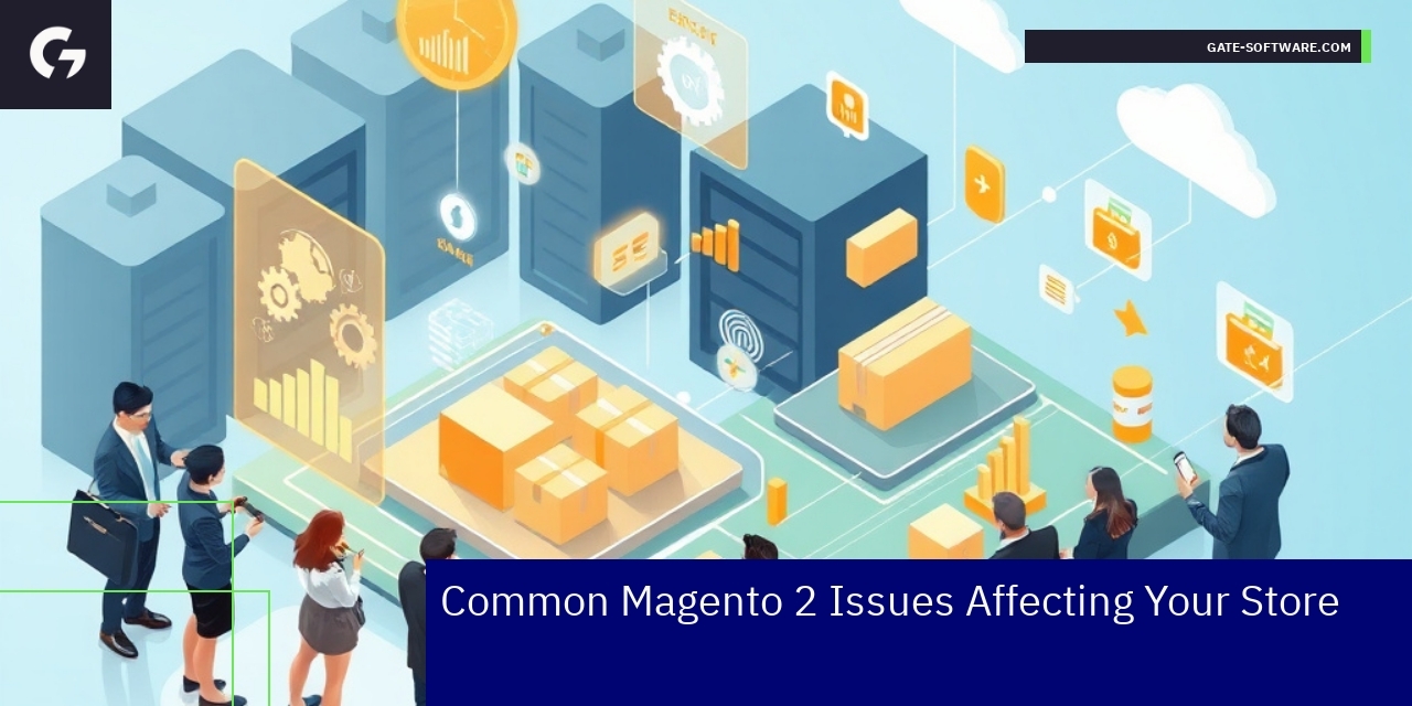 Magento 2 issues and optimization icons illustration