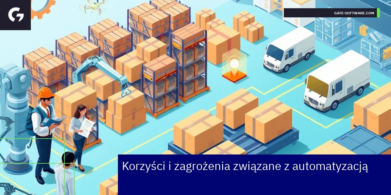 Schemat przedstawiający korzyści i zagrożenia automatyzacji